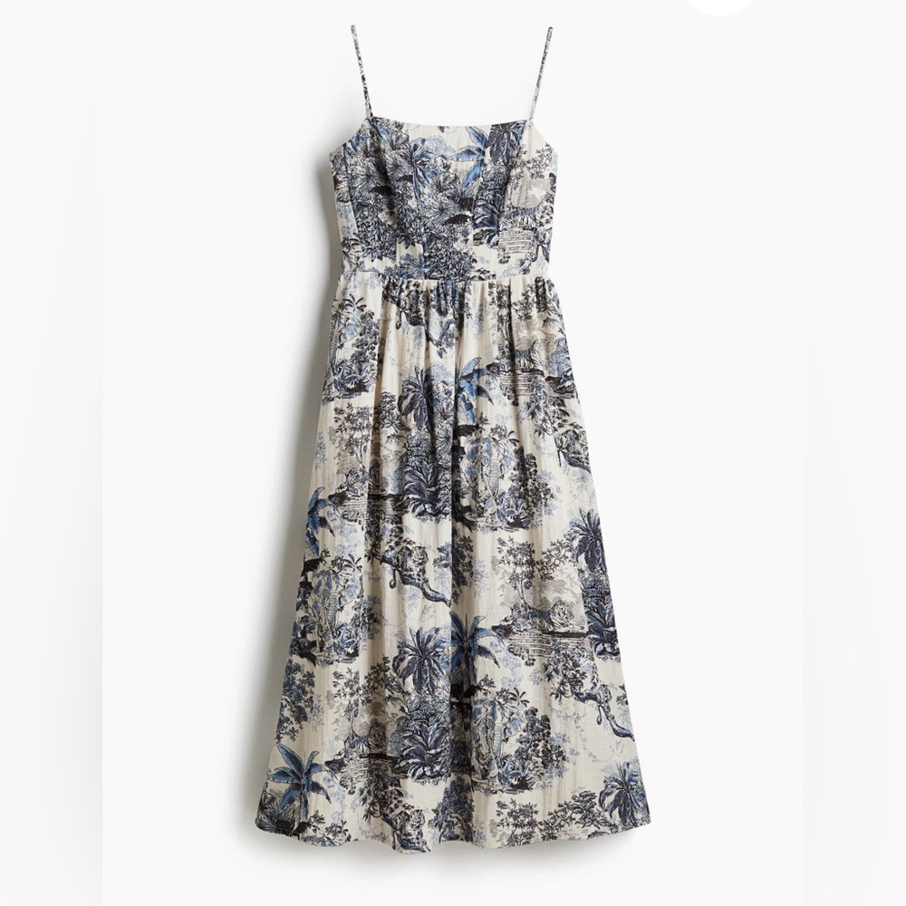 H&M Blue and White Floral Dress